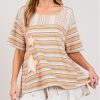 Accent Striped with Star Applique T-Shirt - Multi
