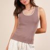 Blanket Style Sleeveless Knit Tank - Mocha