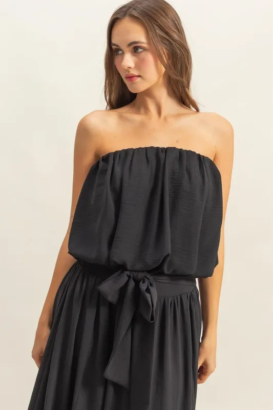 Bubble Hem Tube Top - Black