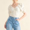 Buttery Soft Ruched Detailed Jersey Bodysuit - Ivory
