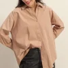 Button Down Long Sleeve Shirt - Tan