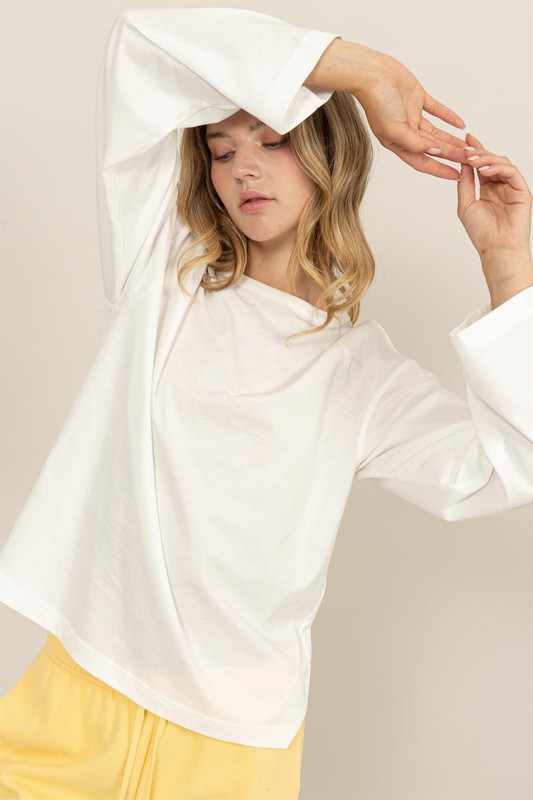 Crew Neck Long Sleeve Tee - Off White