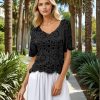 Crochet Short Sleeve Top - Black