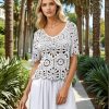 Crochet Short Sleeve Top - White