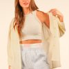 Dolman Sleeve Button Down Gauze Shirt - White