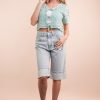 Front Tie Crochet Crop Top - Mint