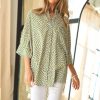 Geo Printed Relaxed Fit Flowy Button Down Shirt - Blue Yellow
