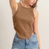 Mineral Wash Rib Knit Tank - Mocha