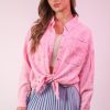Mineral Washed Gauze Shirt Top - Pink