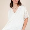 Oversized Contrast Knit Comfy Casual Top - Ivory