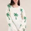 Palm Tree Graphic Oversized Knit Sweater - Natural