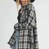 Plaid Button Up Flannel Shirt with Chest Pocket - Pastel Yellow
