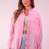 Plus Size Mineral Washed Gauze Shirt Top - Pink