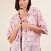 Plus Size Oversized Crochet Button Down Shirt Top - Blush