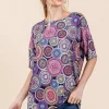 Printed Round Neck Half Sleeve Top - Mauve