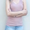 Ribbed Knit Slim Tank - Mauve