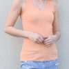 Ribbed Knit Slim Tank - Salmon