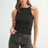 Ribbed Knit Tank - Black