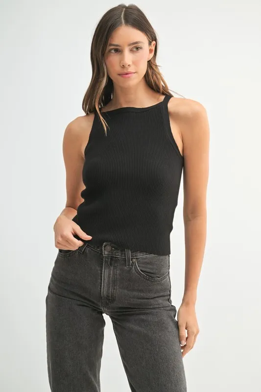 Ribbed Knit Tank - Black