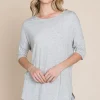 Round Neck Half Sleeve T-Shirt - Light Gray