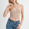 Scalloped Edge Ribbed Knit Cami - Lt Taupe