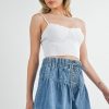 Scalloped Edge Ribbed Knit Cami - Off White