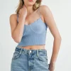 Scalloped Edge Ribbed Knit Cami - Periwinkle