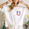 Sequin US Flag Pocketed Top - Off White