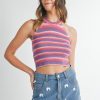 Space Dye Grecian Neck Knit Cami - Purple
