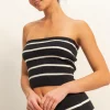 Striped Knit Tube Top - Cream/Black